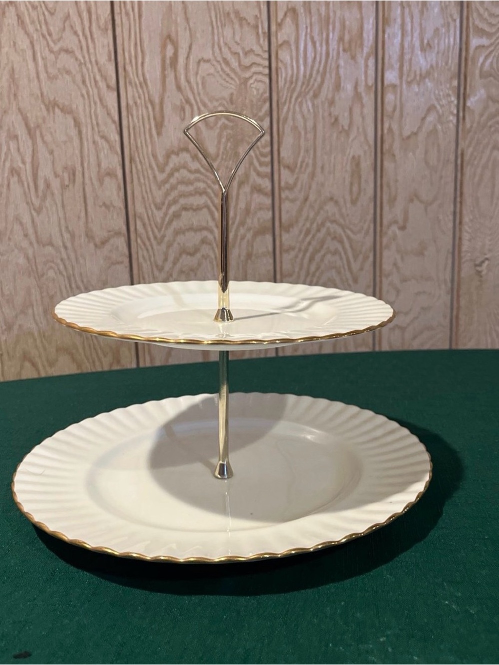 Royal Albert White and Gold Two-Tier Porcelain Serving Stand